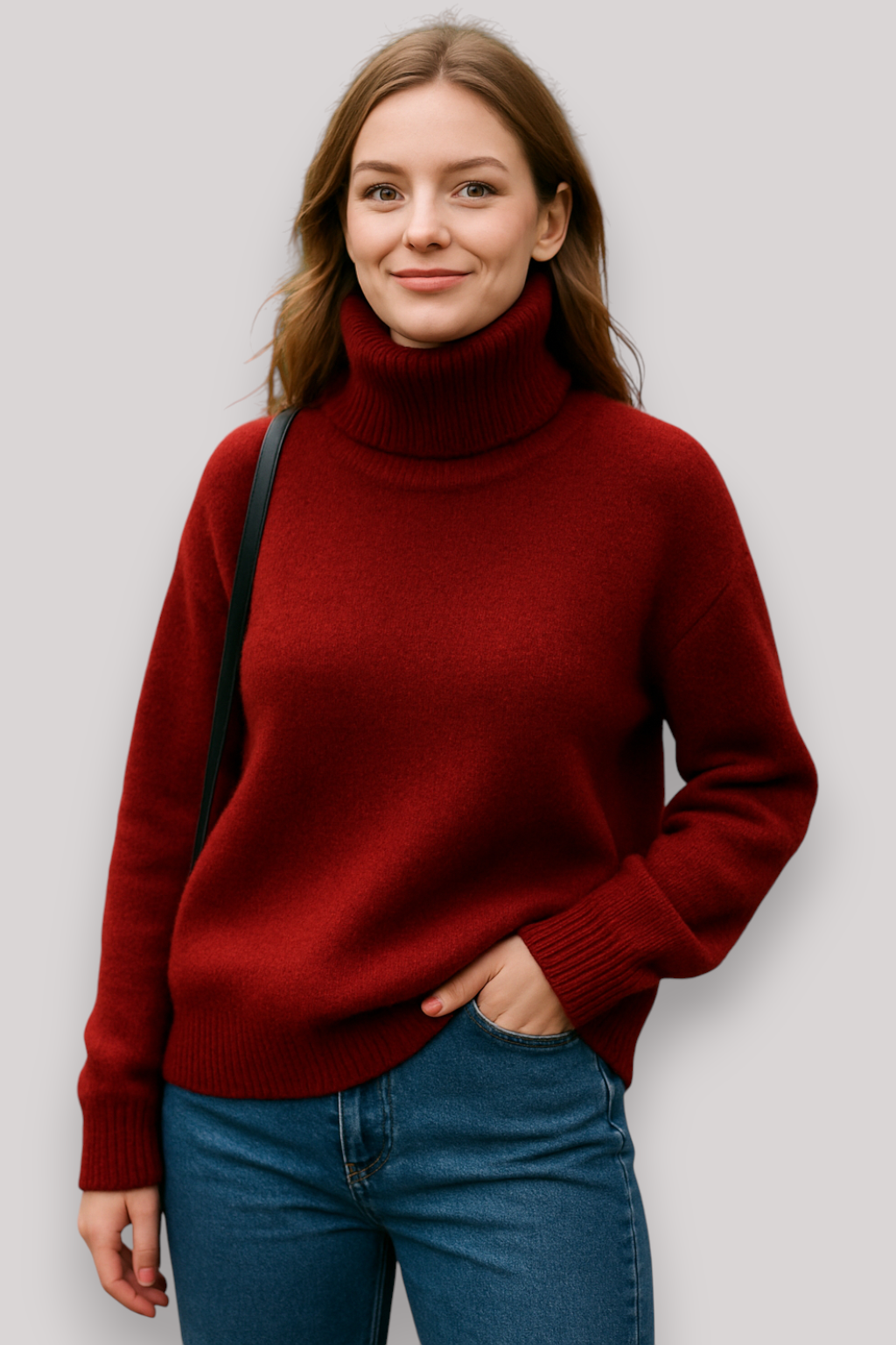 The Frances Knitted Jumper Polo Neck Relaxed Fit Winter Pullover