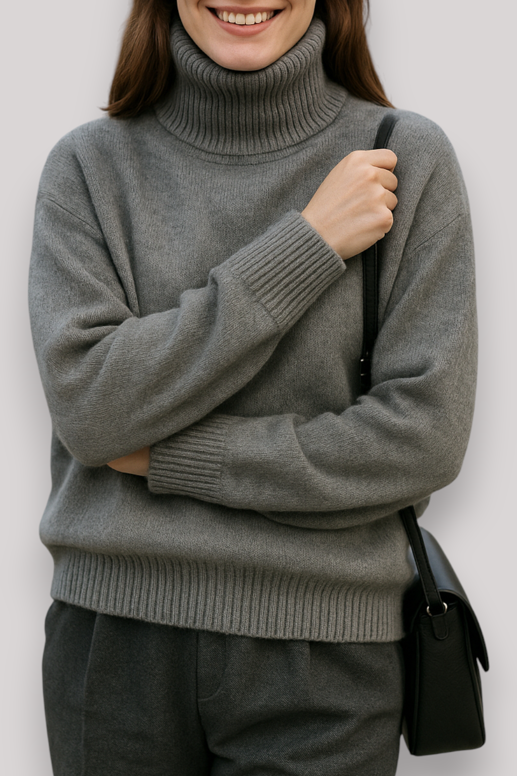The Frances Knitted Jumper Polo Neck Relaxed Fit Winter Pullover