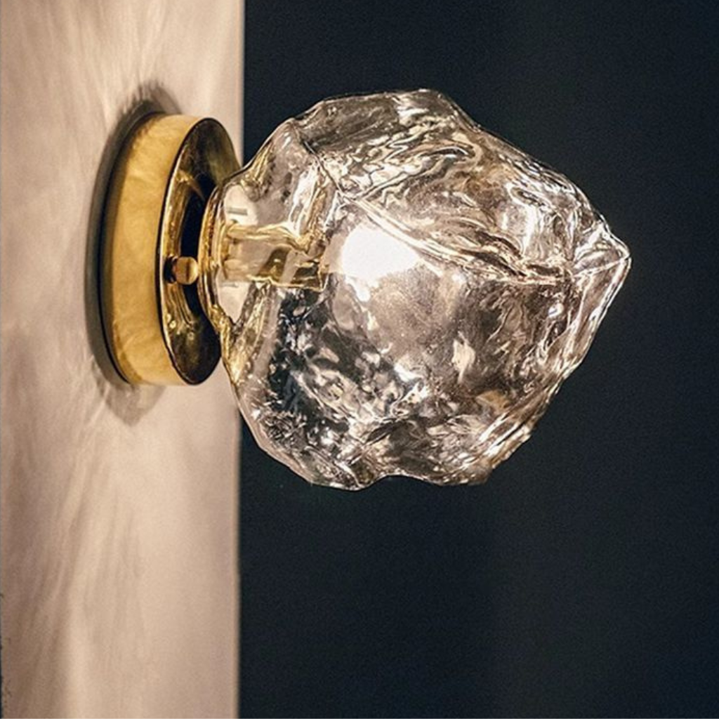 The Glacielle Nordic Irregular Smoke Glass LED Wall Light