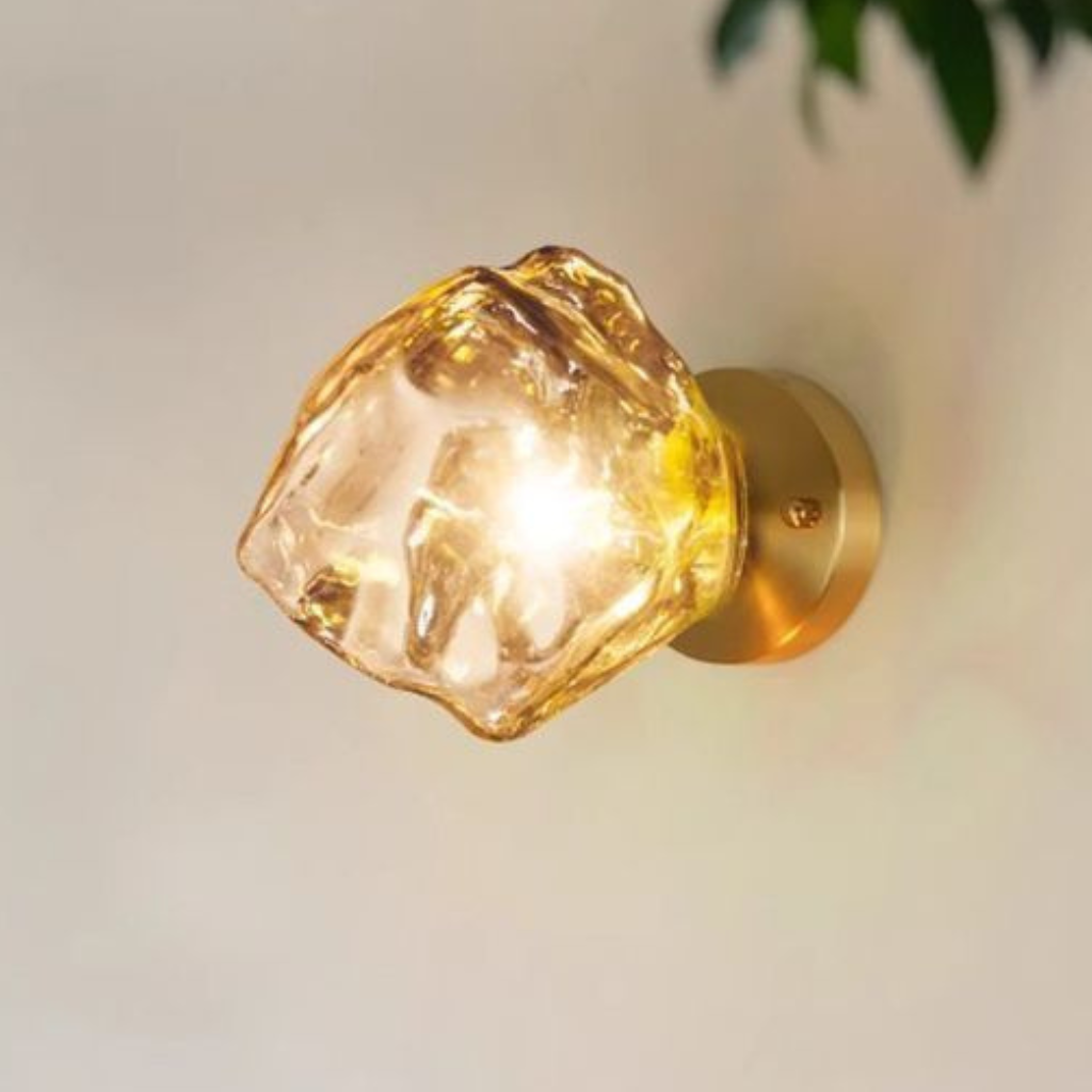 The Glacielle Nordic Irregular Smoke Glass LED Wall Light