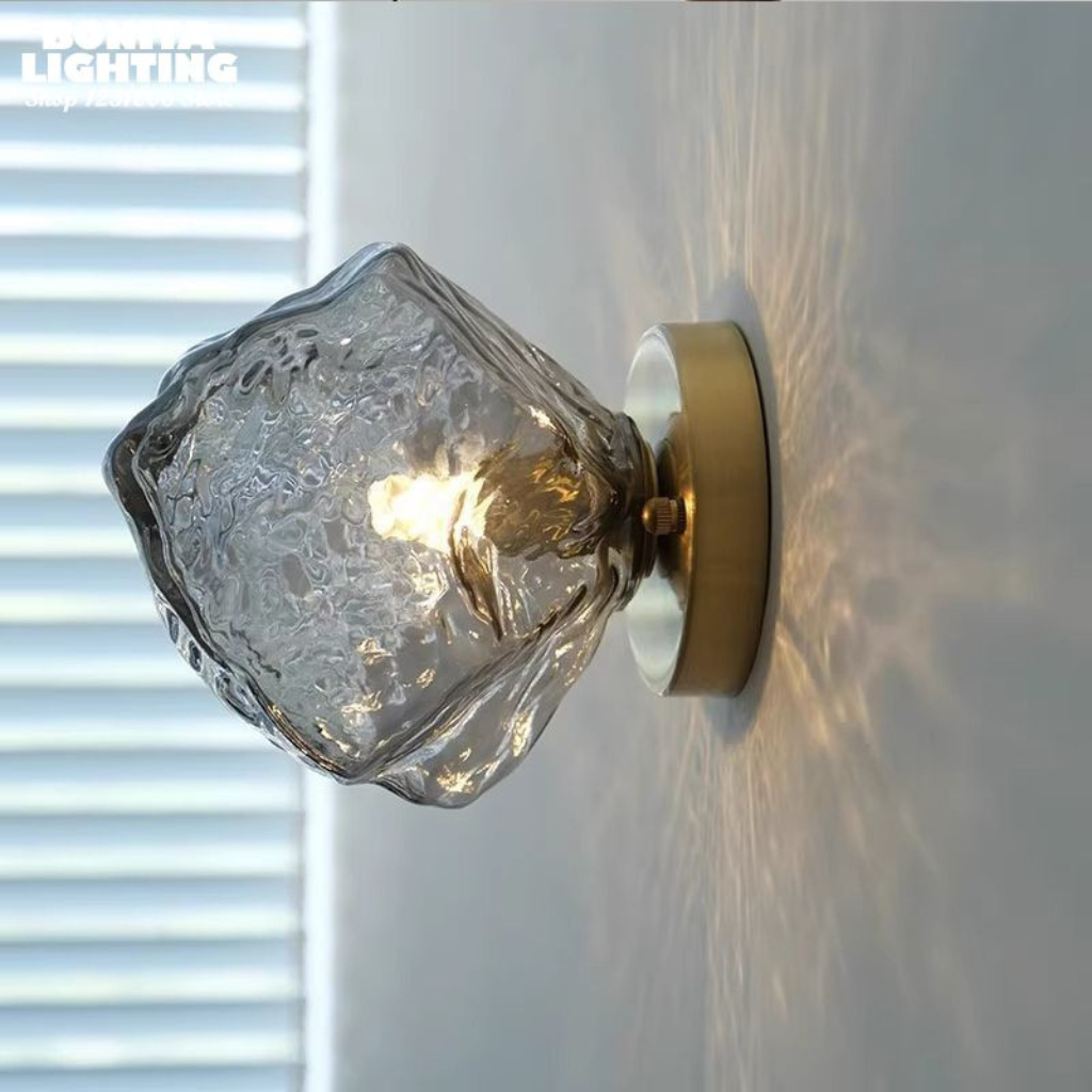 The Glacielle Nordic Irregular Smoke Glass LED Wall Light