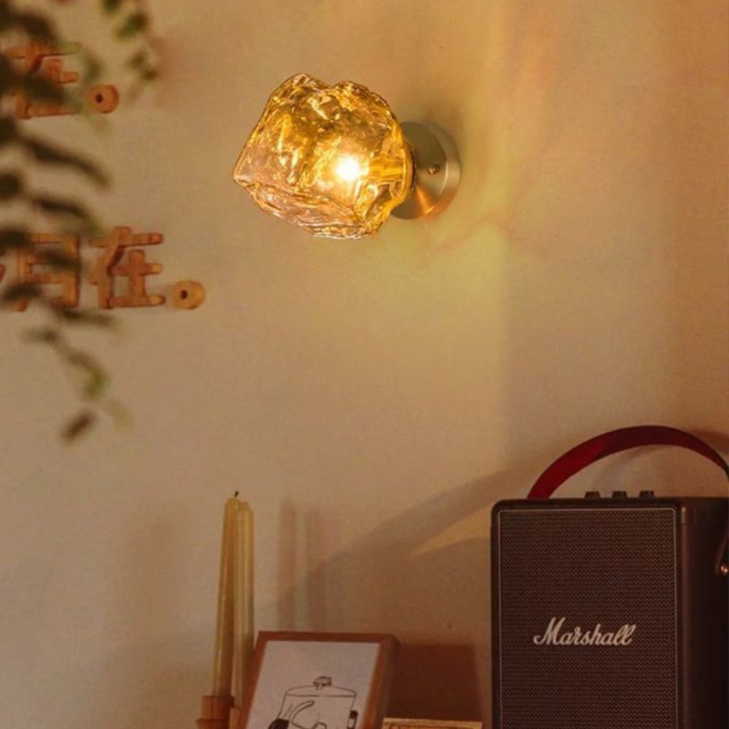 The Glacielle Nordic Irregular Smoke Glass LED Wall Light