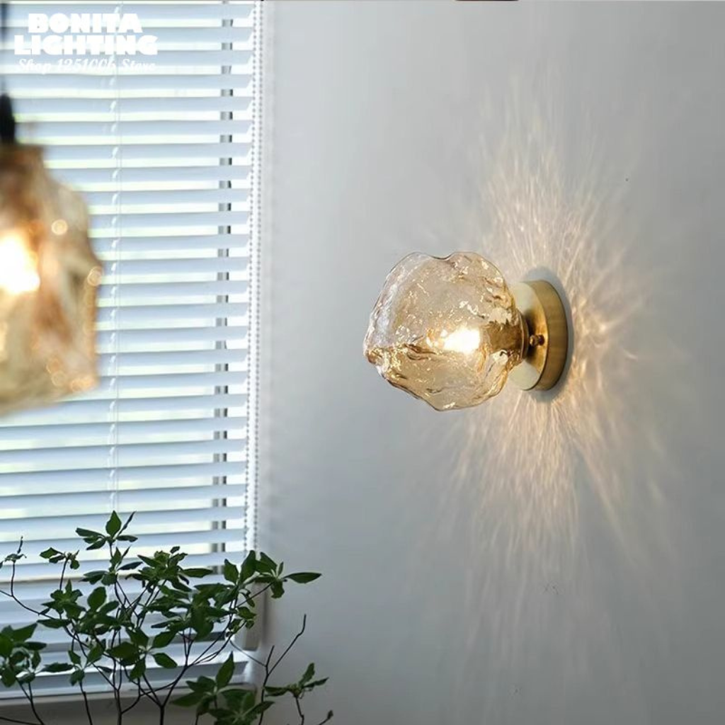 The Glacielle Nordic Irregular Smoke Glass LED Wall Light