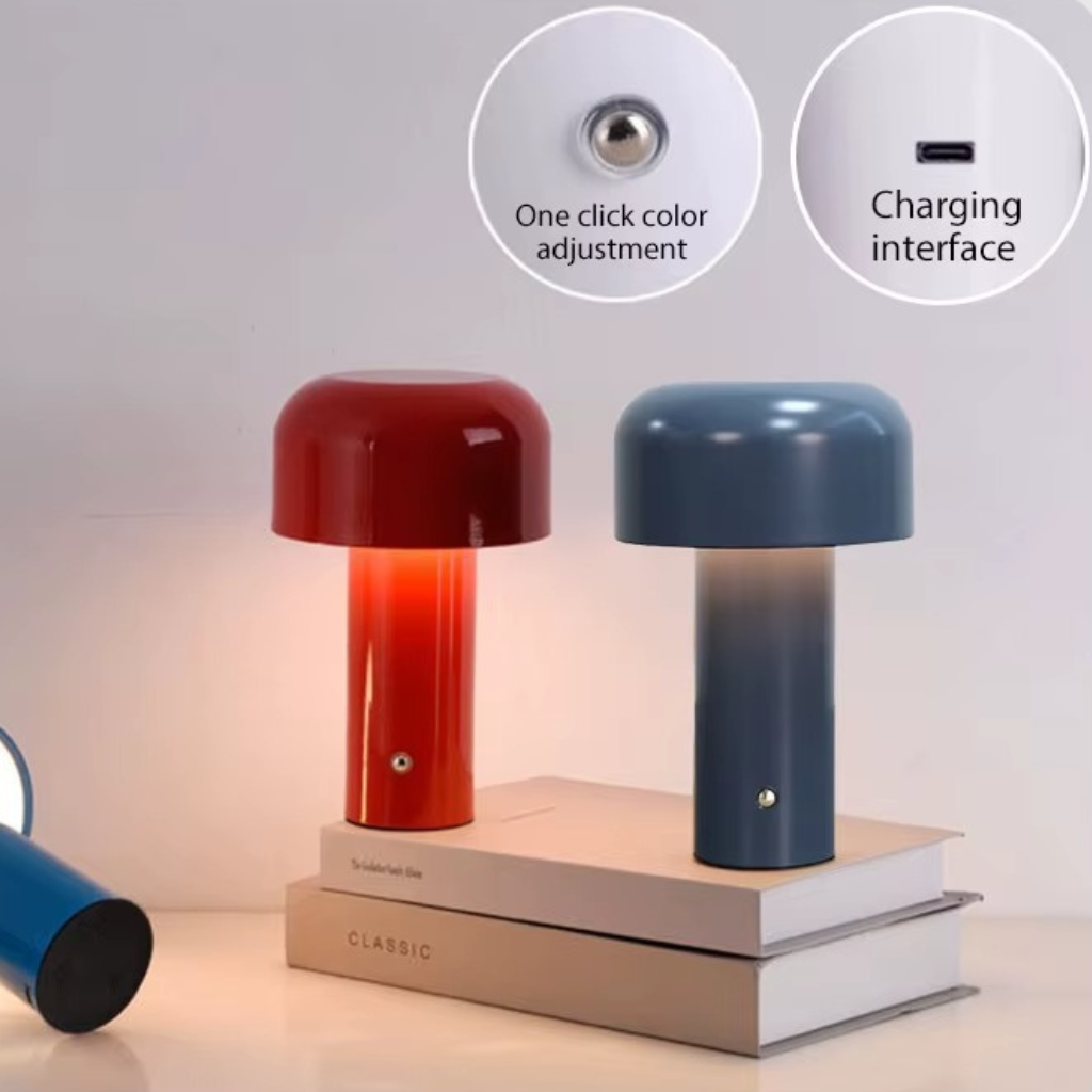 The Glowmori Rechargeable Mushroom Table Touch Lamp