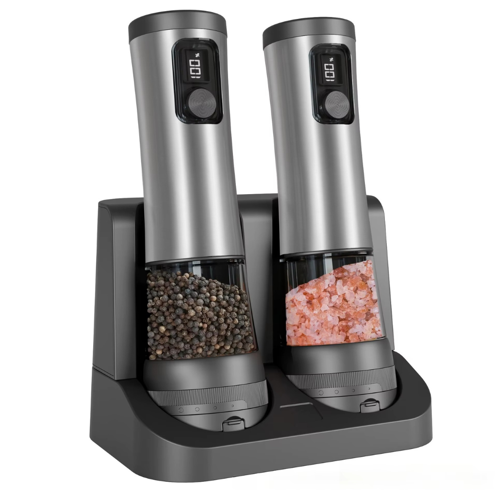 The Grindora Rechargeable Salt And Pepper Grinder Set