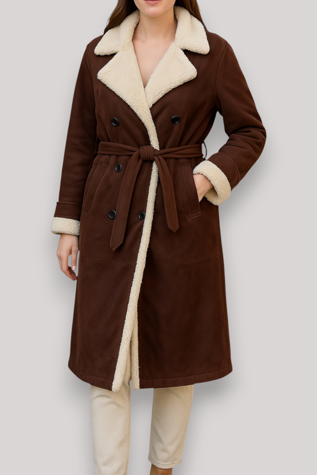 The Hadley Wool Coat Mid Length Belted Winter Overcoat