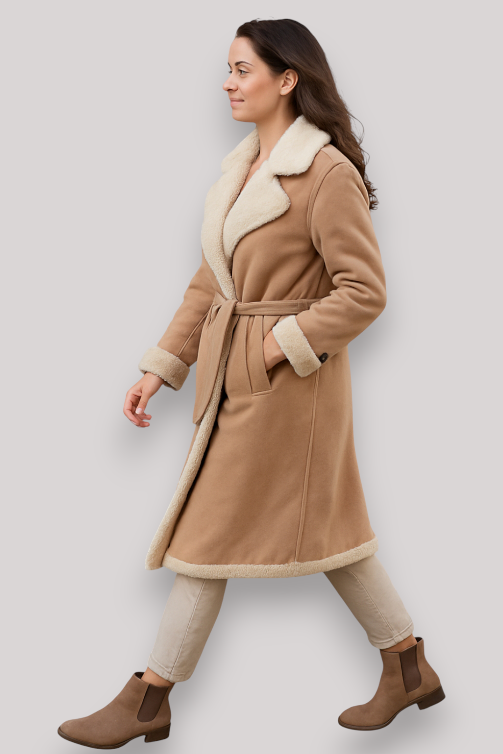 The Hadley Wool Coat Mid Length Belted Winter Overcoat