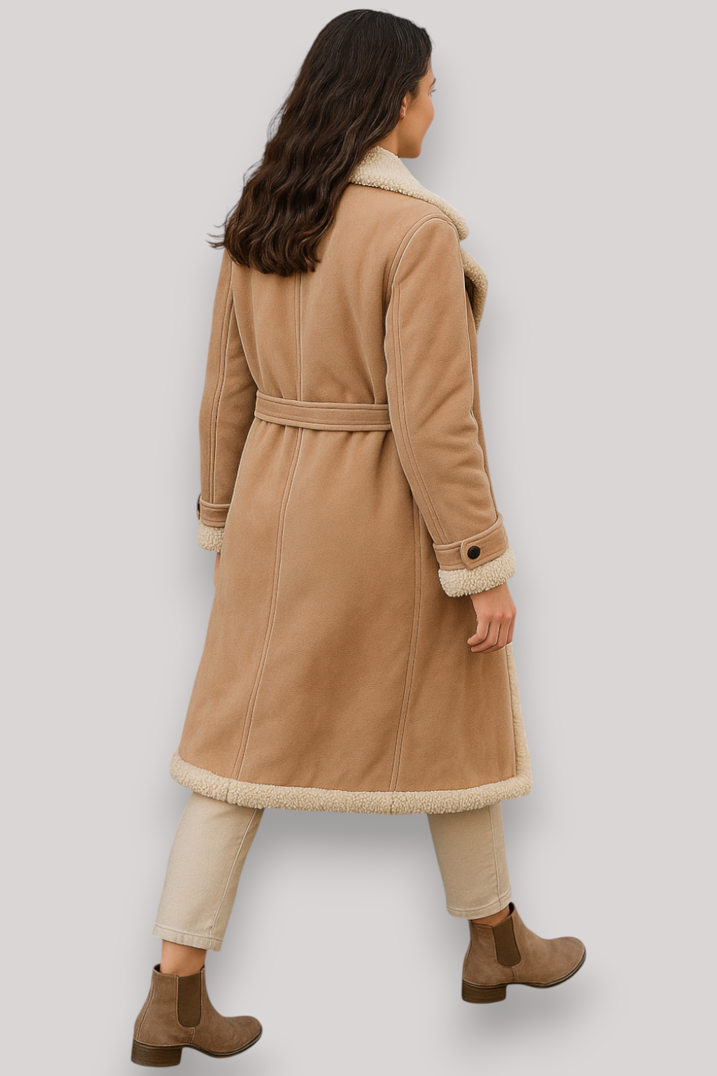 The Hadley Wool Coat Mid Length Belted Winter Overcoat
