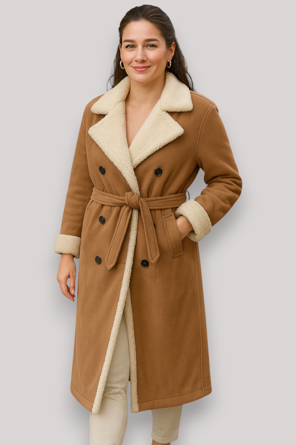The Hadley Wool Coat Mid Length Belted Winter Overcoat