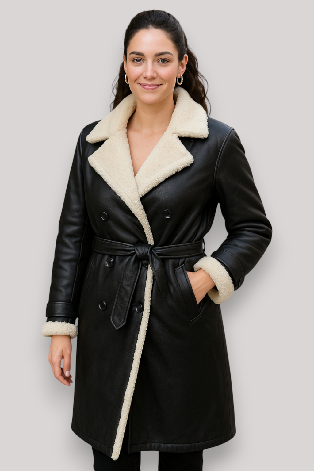 The Hadley Wool Coat Mid Length Belted Winter Overcoat