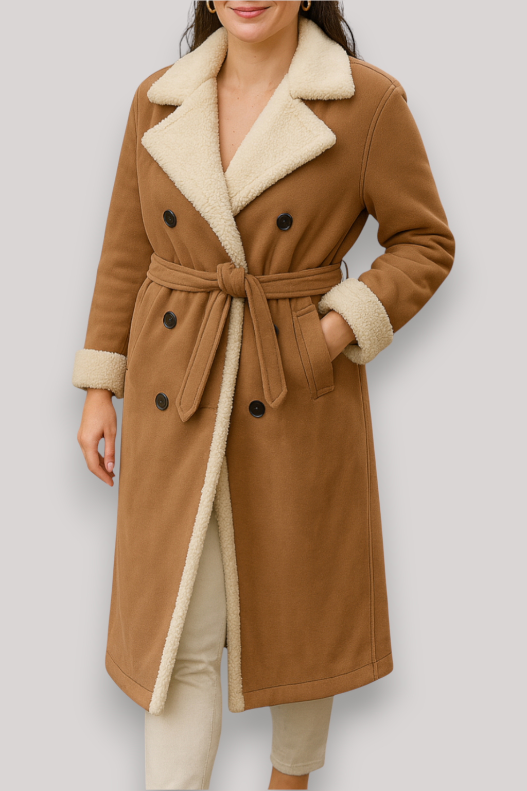 The Hadley Wool Coat Mid Length Belted Winter Overcoat