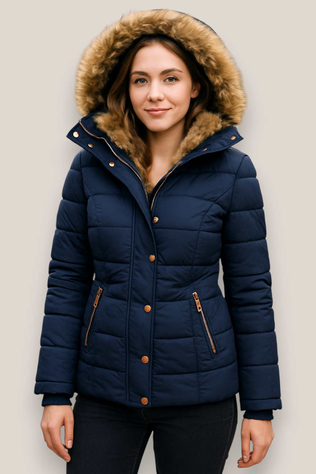 The Harlow Hooded Zip-Up Slim Fit Winter Jacket