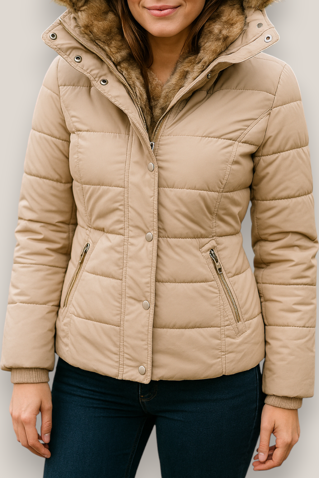 The Harlow Hooded Zip-Up Slim Fit Winter Jacket