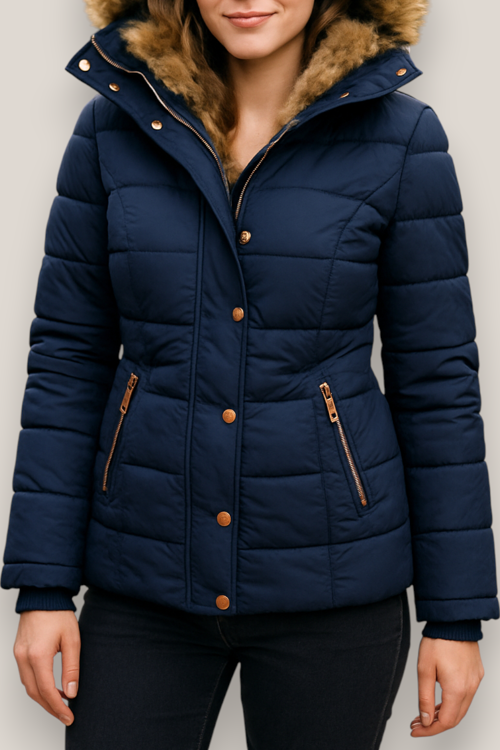 The Harlow Hooded Zip-Up Slim Fit Winter Jacket