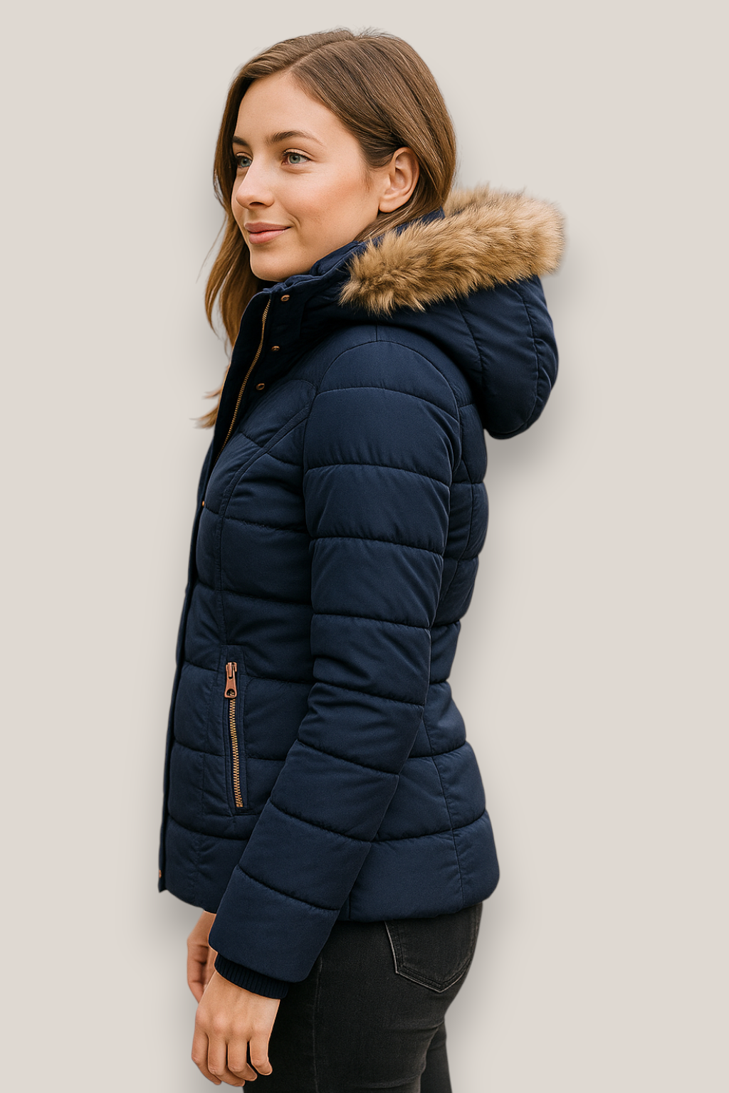 The Harlow Hooded Zip-Up Slim Fit Winter Jacket