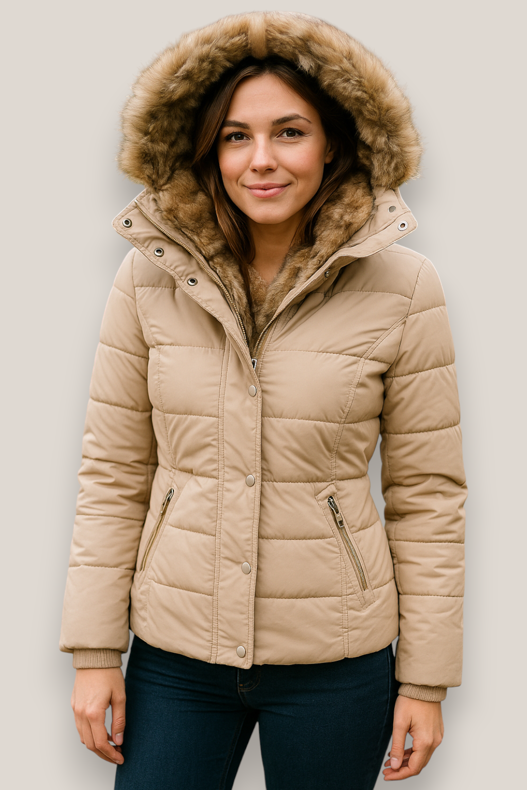 The Harlow Hooded Zip-Up Slim Fit Winter Jacket