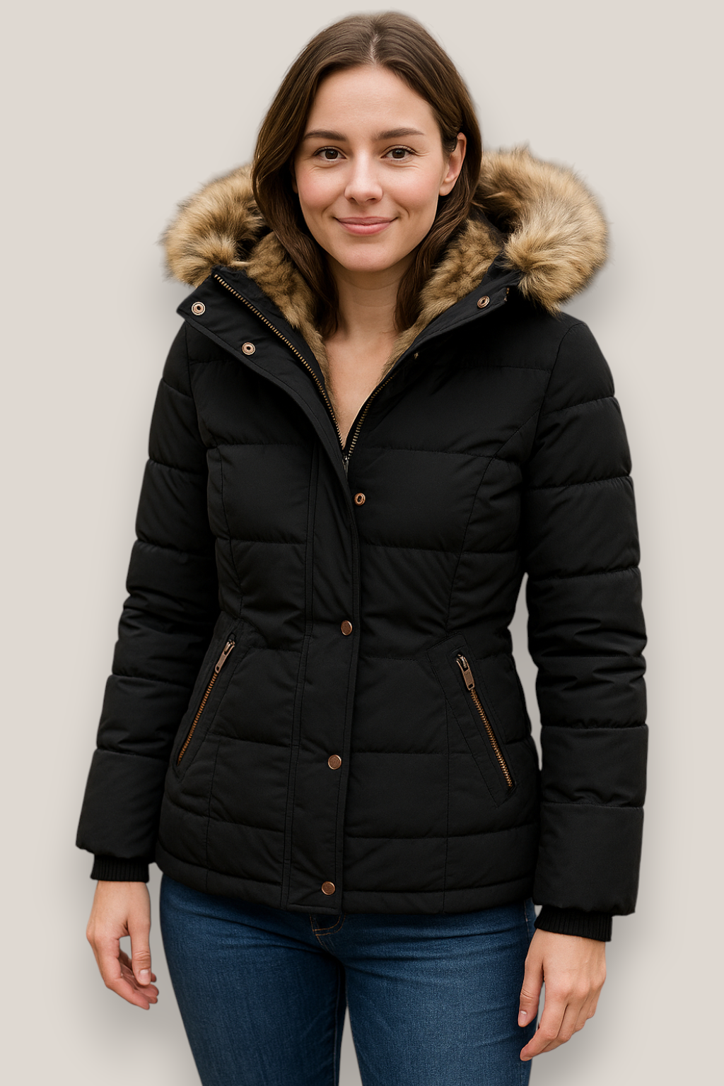 The Harlow Hooded Zip-Up Slim Fit Winter Jacket