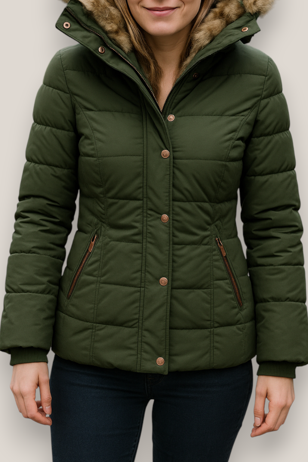 The Harlow Hooded Zip-Up Slim Fit Winter Jacket