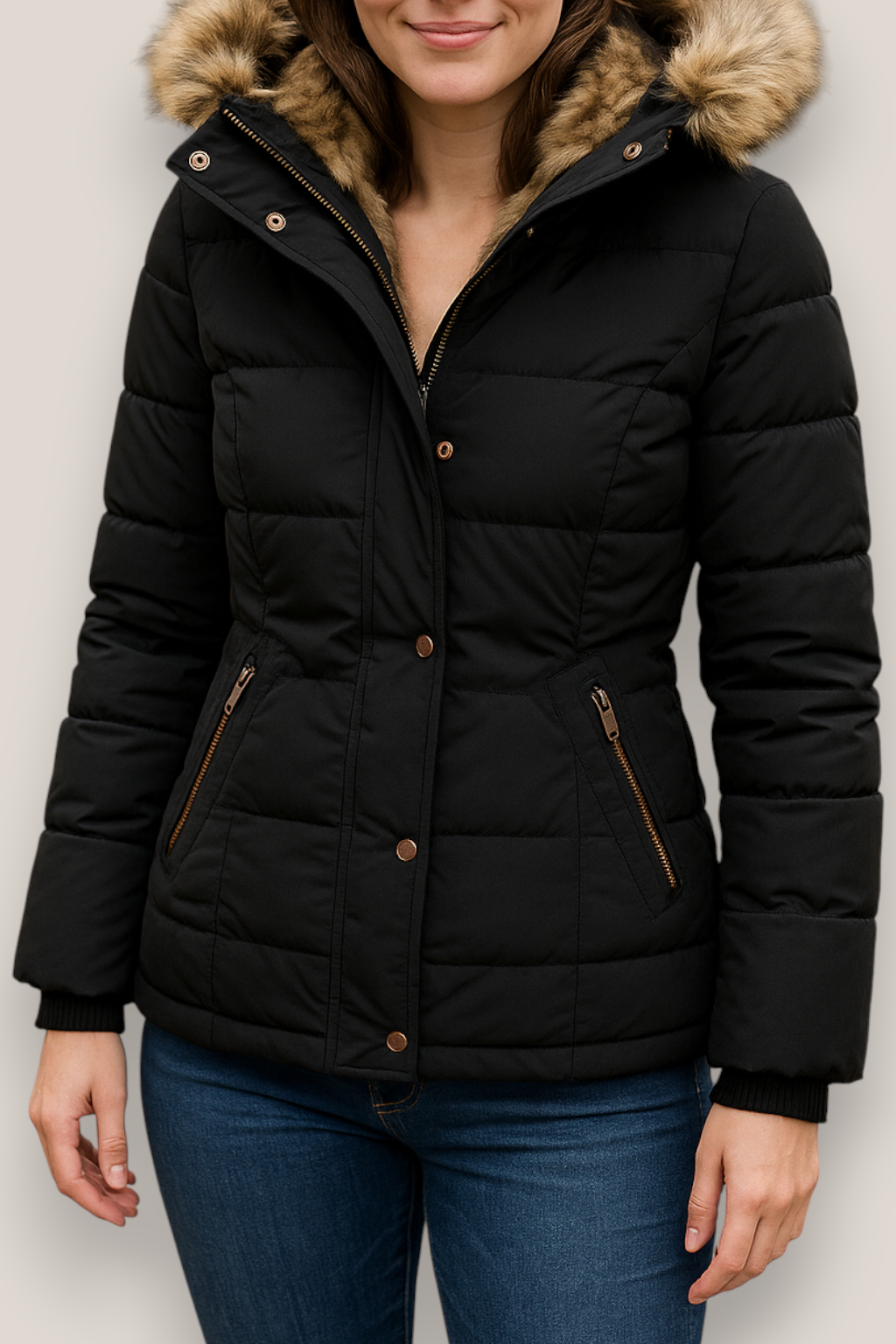 The Harlow Hooded Zip-Up Slim Fit Winter Jacket