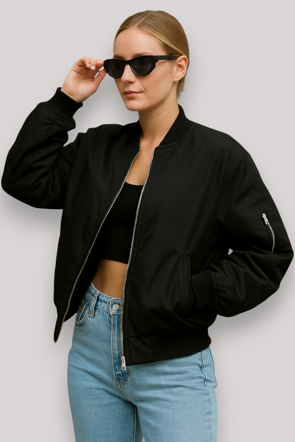 The Hawthorne Zip Up Bomber Jacket Long Sleeve Winter Outerwear