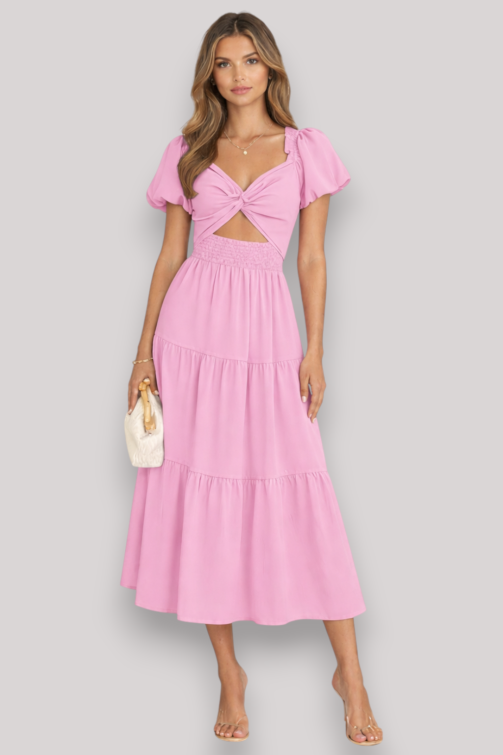 The Hazel Women's Maxi Dress Elegant A Line Bubble Sleeve V Neck