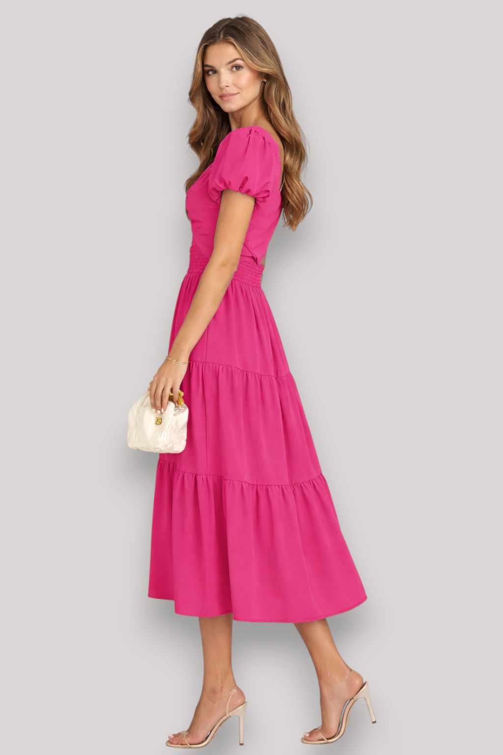 The Hazel Women's Maxi Dress Elegant A Line Bubble Sleeve V Neck