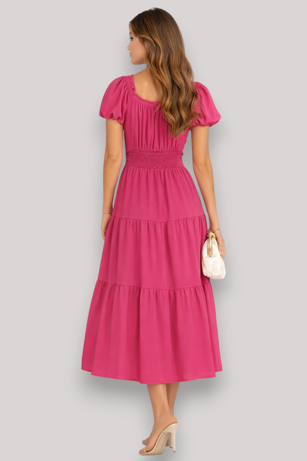 The Hazel Women's Maxi Dress Elegant A Line Bubble Sleeve V Neck