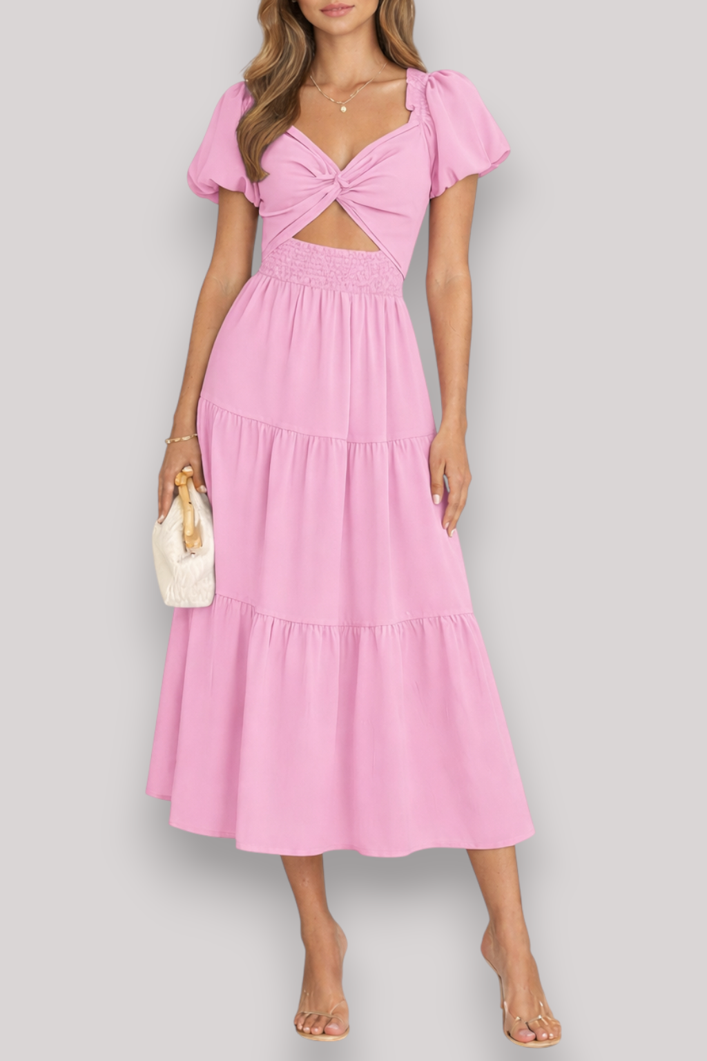 The Hazel Women's Maxi Dress Elegant A Line Bubble Sleeve V Neck