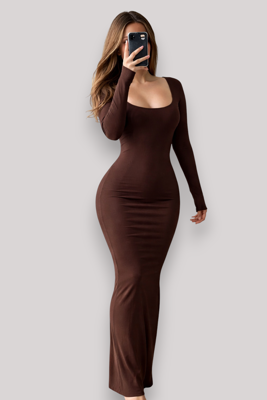 The Helene Women's Long Sleeve Bodycon Midi Dress