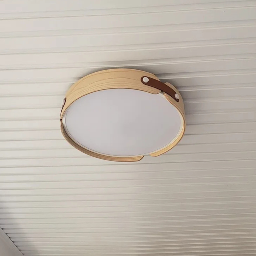 The Hinoki Round Walnut LED Ceiling Light