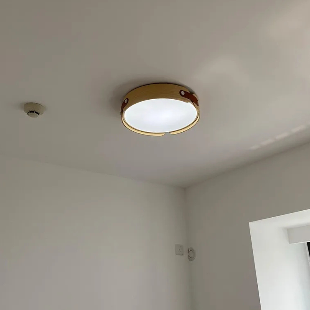 The Hinoki Round Walnut LED Ceiling Light
