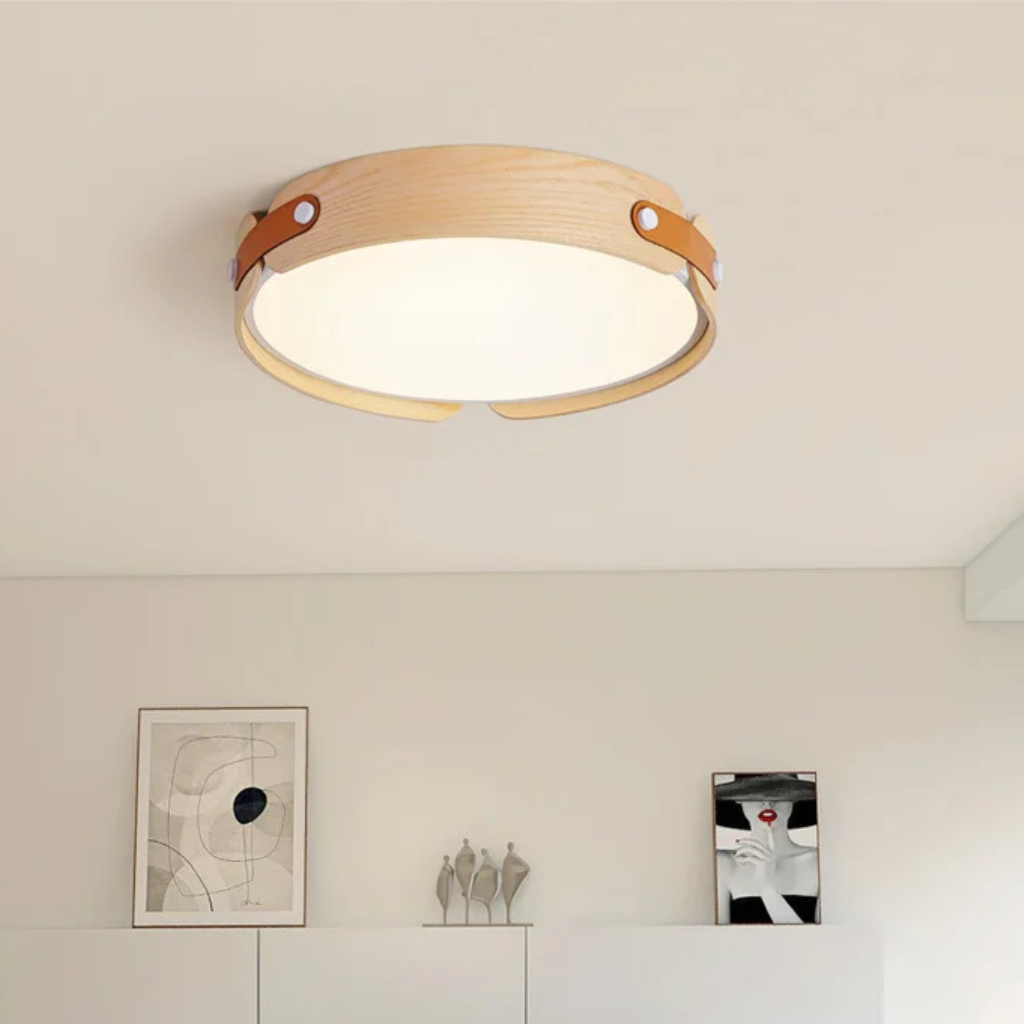 The Hinoki Round Walnut LED Ceiling Light