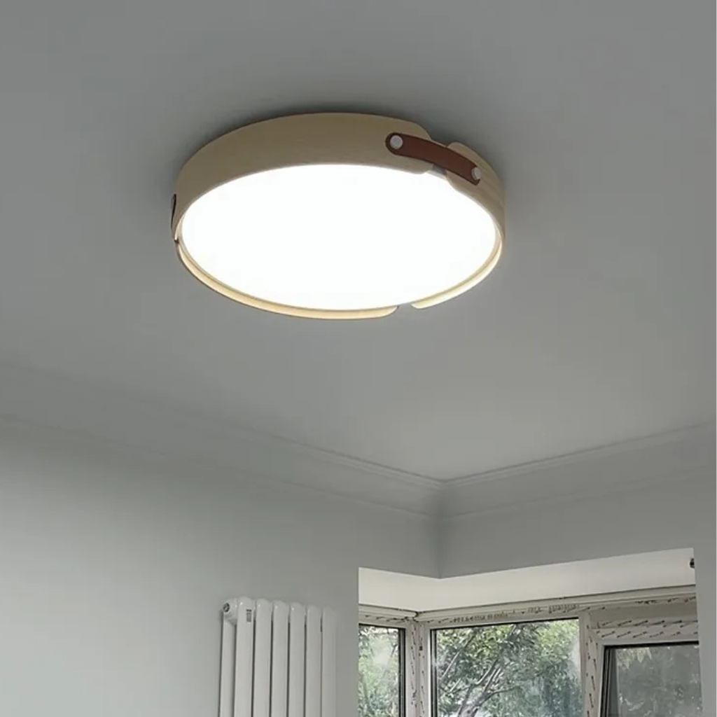 The Hinoki Round Walnut LED Ceiling Light