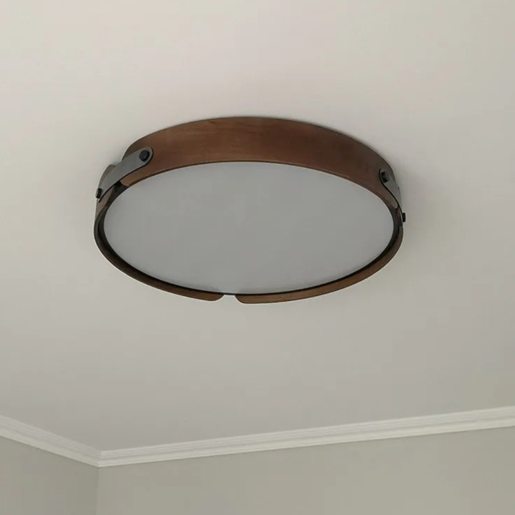 The Hinoki Round Walnut LED Ceiling Light