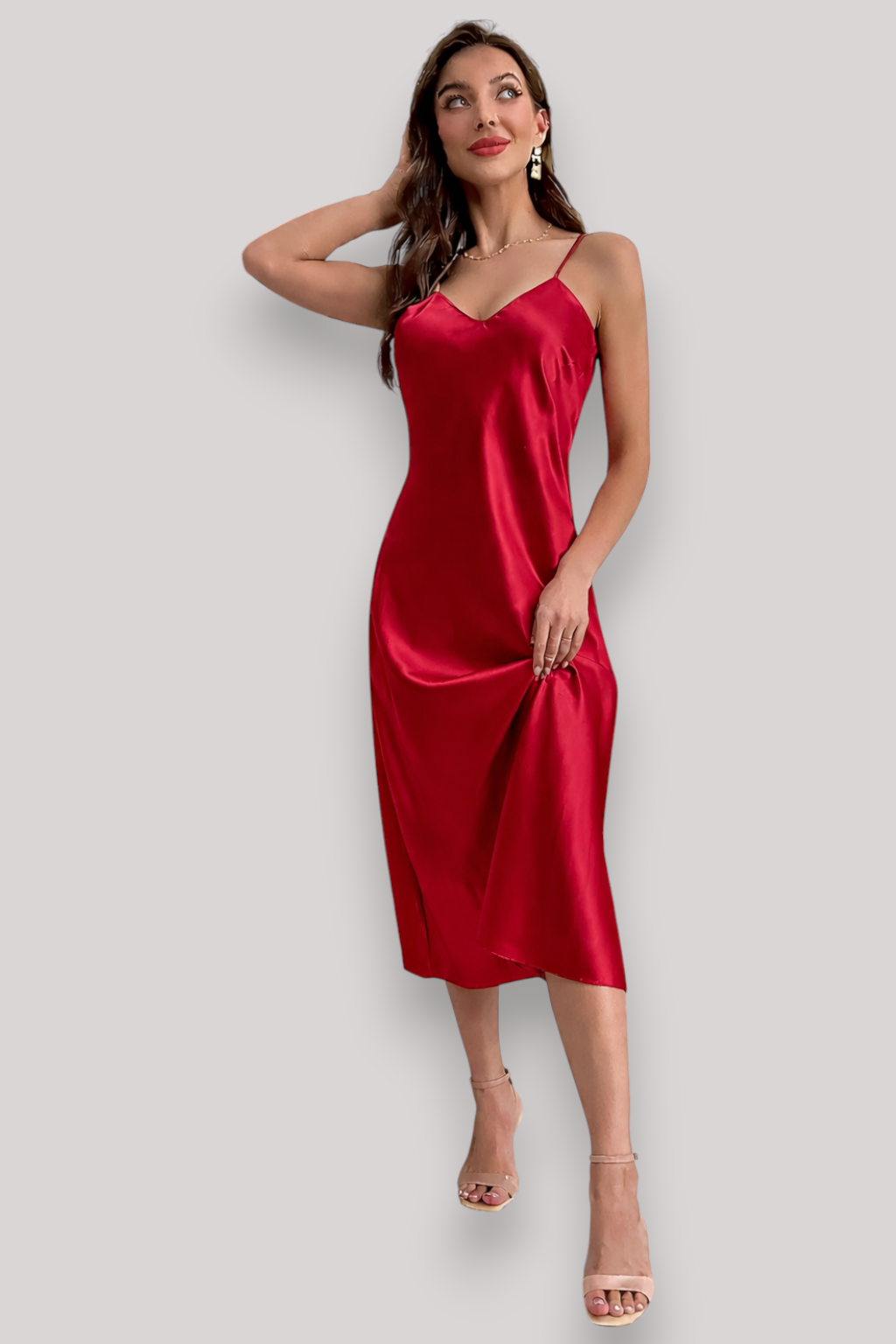 The Imelda Women's Satin Night Dress Elegant Halter Homewear