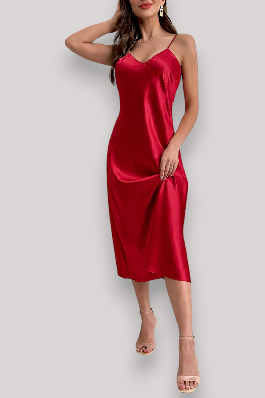 The Imelda Women's Satin Night Dress Elegant Halter Homewear