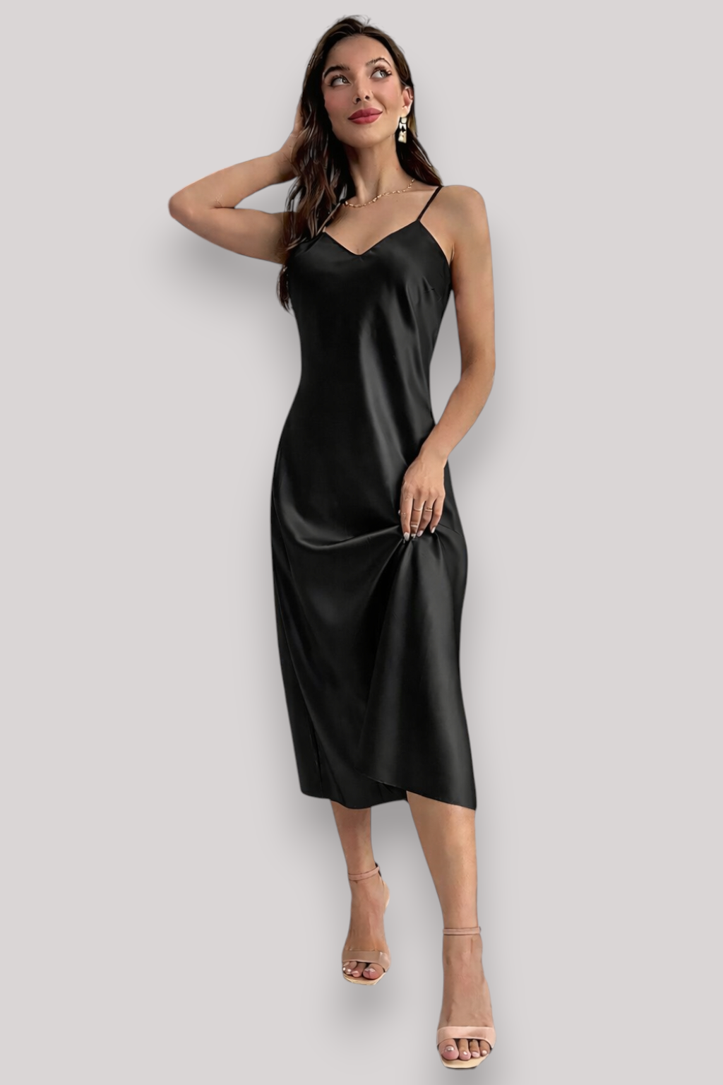 The Imelda Women's Satin Night Dress Elegant Halter Homewear