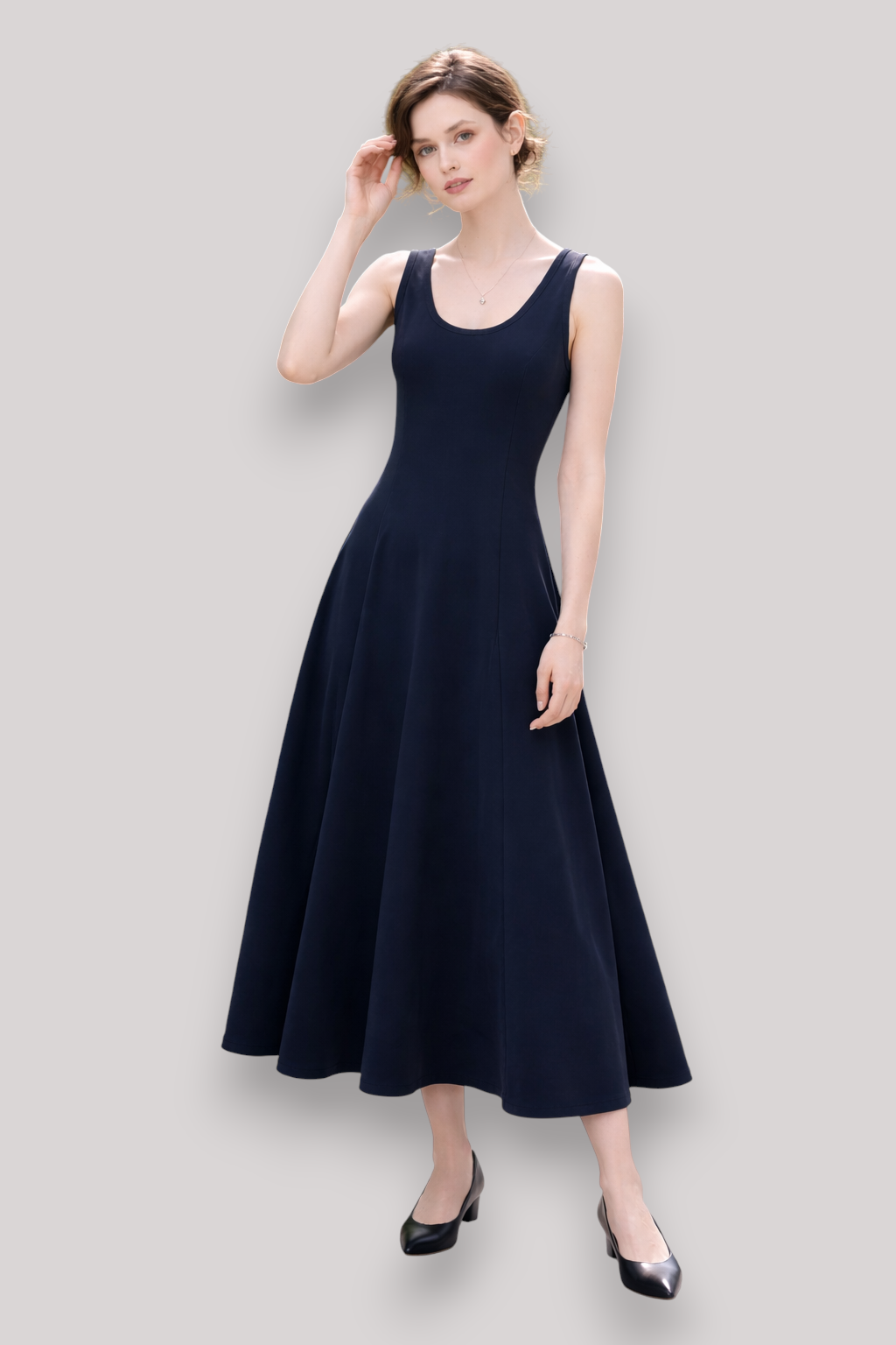 The Ingrid Women's U Neck Sleeveless Midi Dress