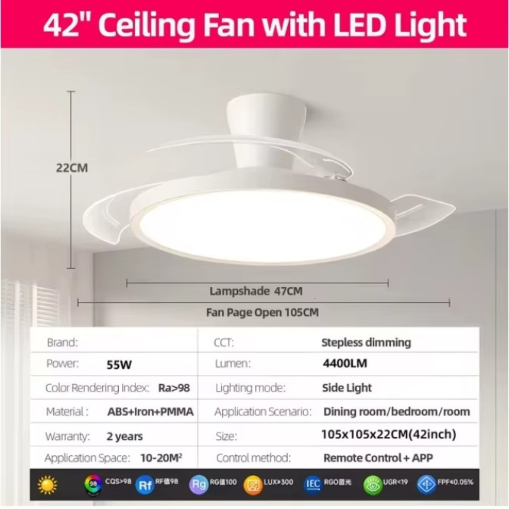 The Invisix Ceiling Fan With LED Light