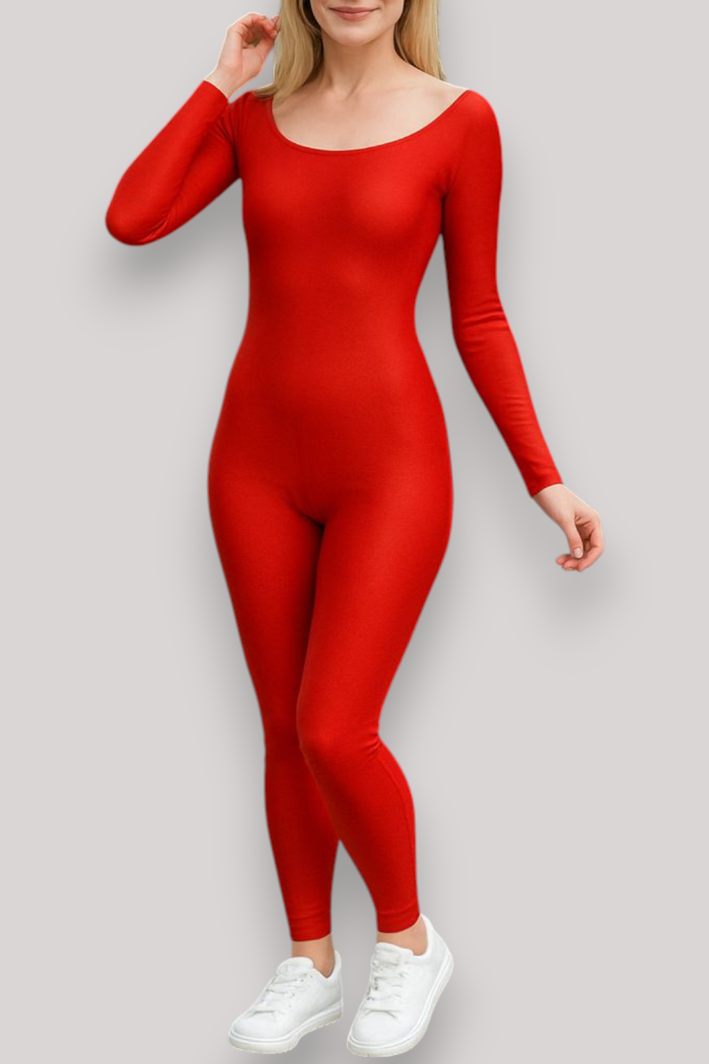 The Iris Long Sleeve Jumpsuit Unitard Scoop Neck Yoga Fitness Set