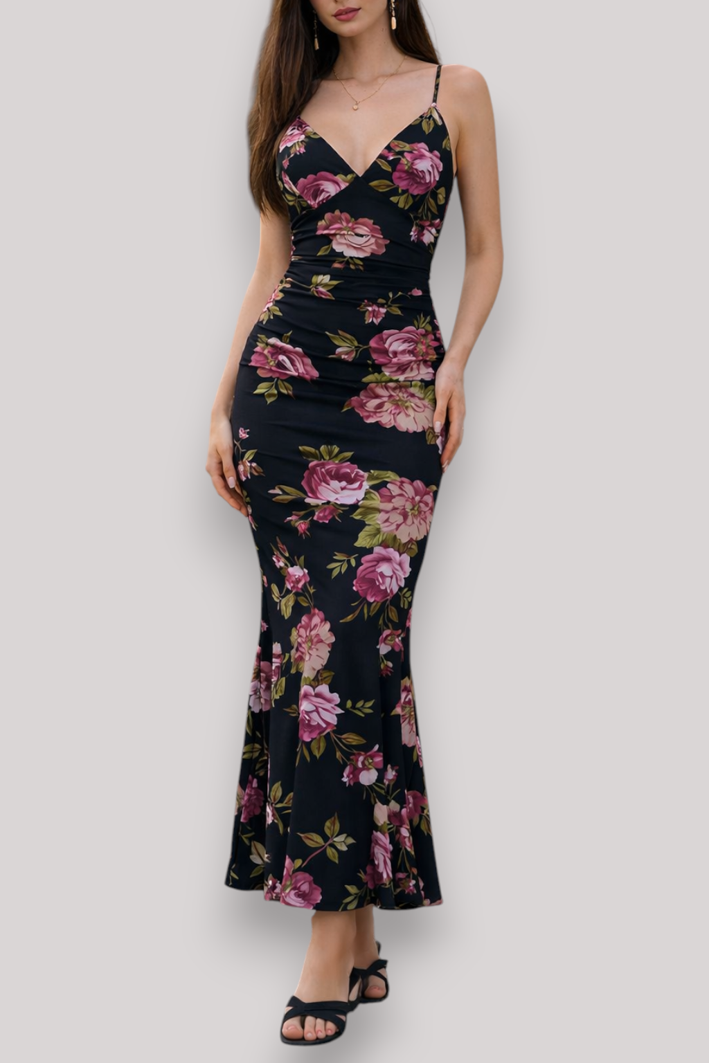 The Isabella Women's Maxi Dress Sleeveless Floral Backless Bodycon
