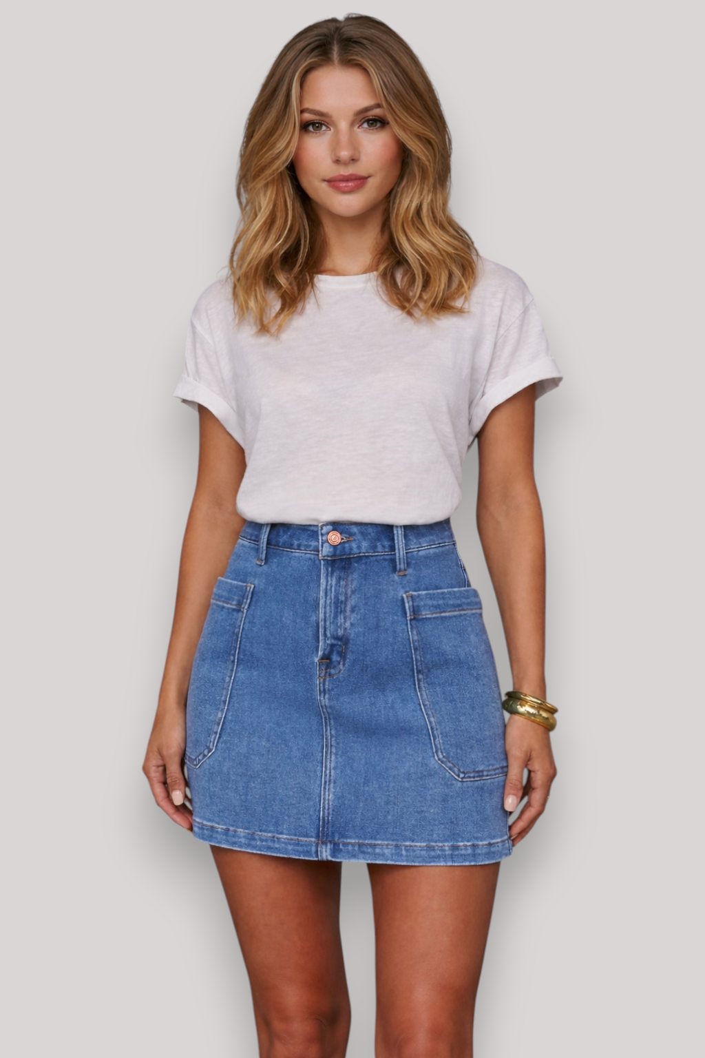 The Ismay Women's Denim Mini Skirt Slim Fit Medium Wash
