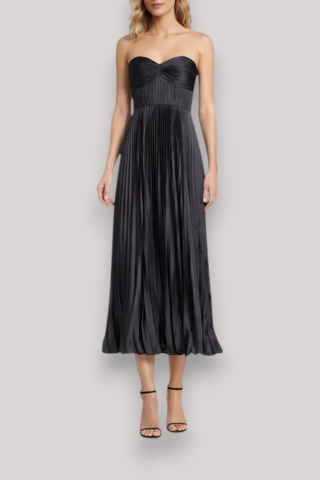The Katherine Women's Strapless Pleated Evening Maxi Dress
