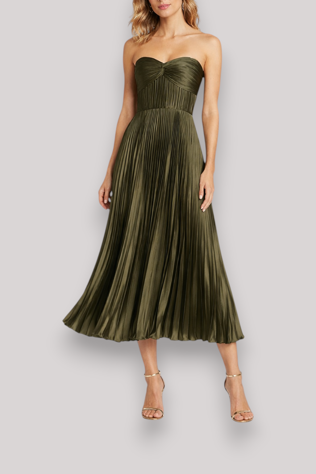 The Katherine Women's Strapless Pleated Evening Maxi Dress