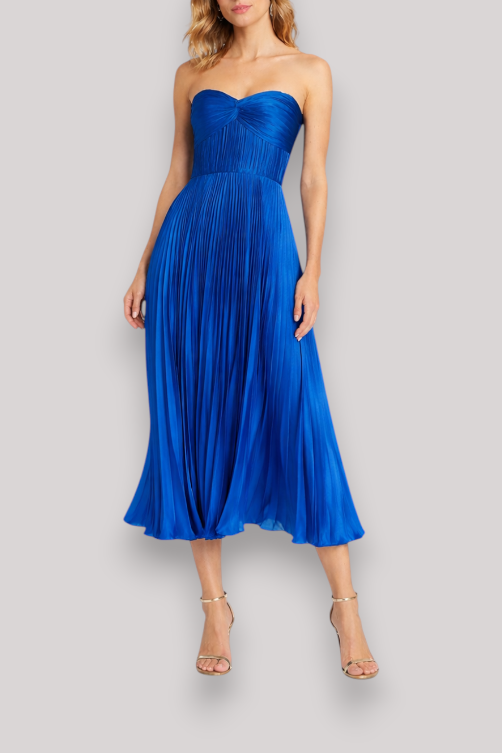 The Katherine Women's Strapless Pleated Evening Maxi Dress