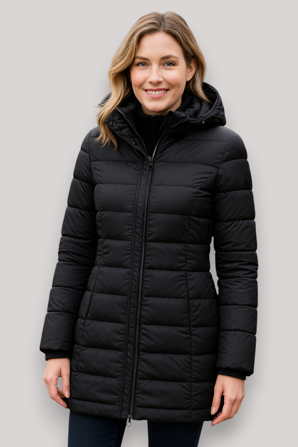 The Kinsley Slim Fit Padded Winter Coat Mid Length Jacket