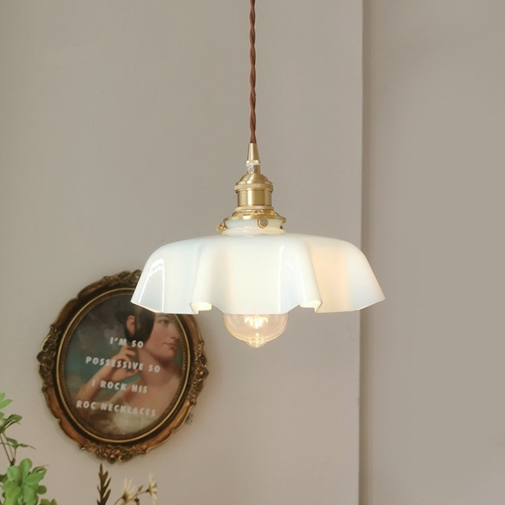 The Kiyora Japanese Style Glass Pendant Light