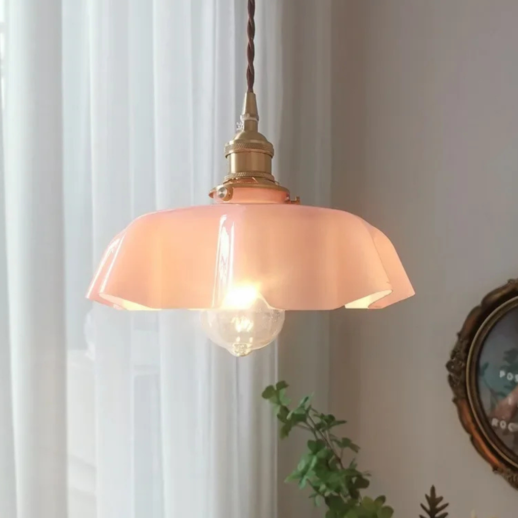 The Kiyora Japanese Style Glass Pendant Light
