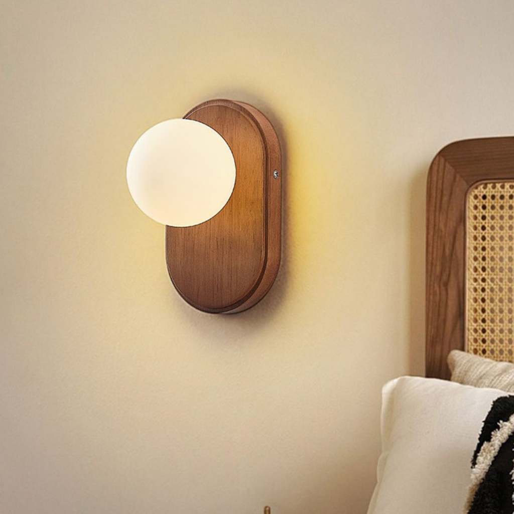 The Kiyora Japanese Styled Wood Glass Wall Light