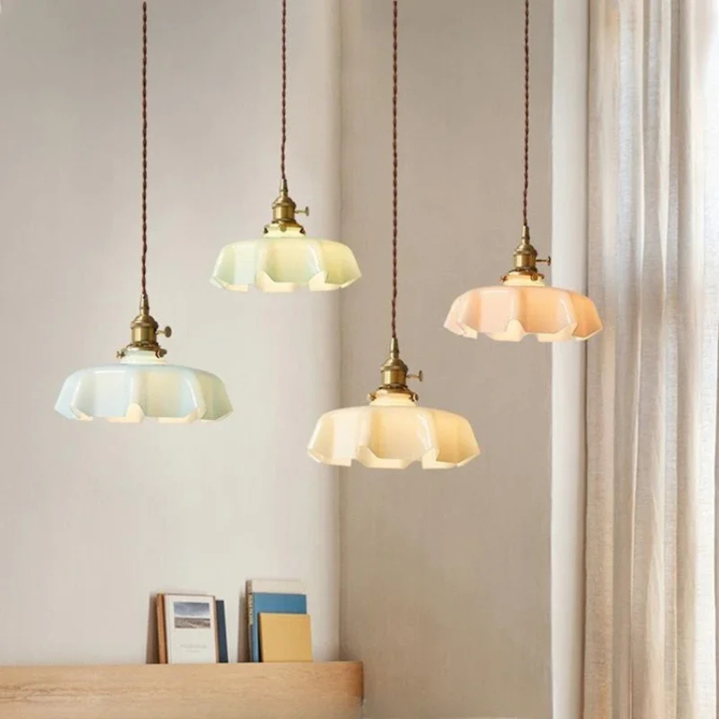 The Kiyora Japanese Style Glass Pendant Light